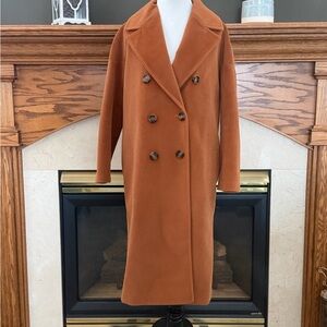 Mural‎ Cognac Brown Double-Breasted Long Coat Size Small